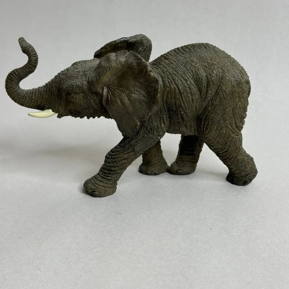 Realistic African Elephant Toy Figurine Detailed‎ Textured Tusked Animal